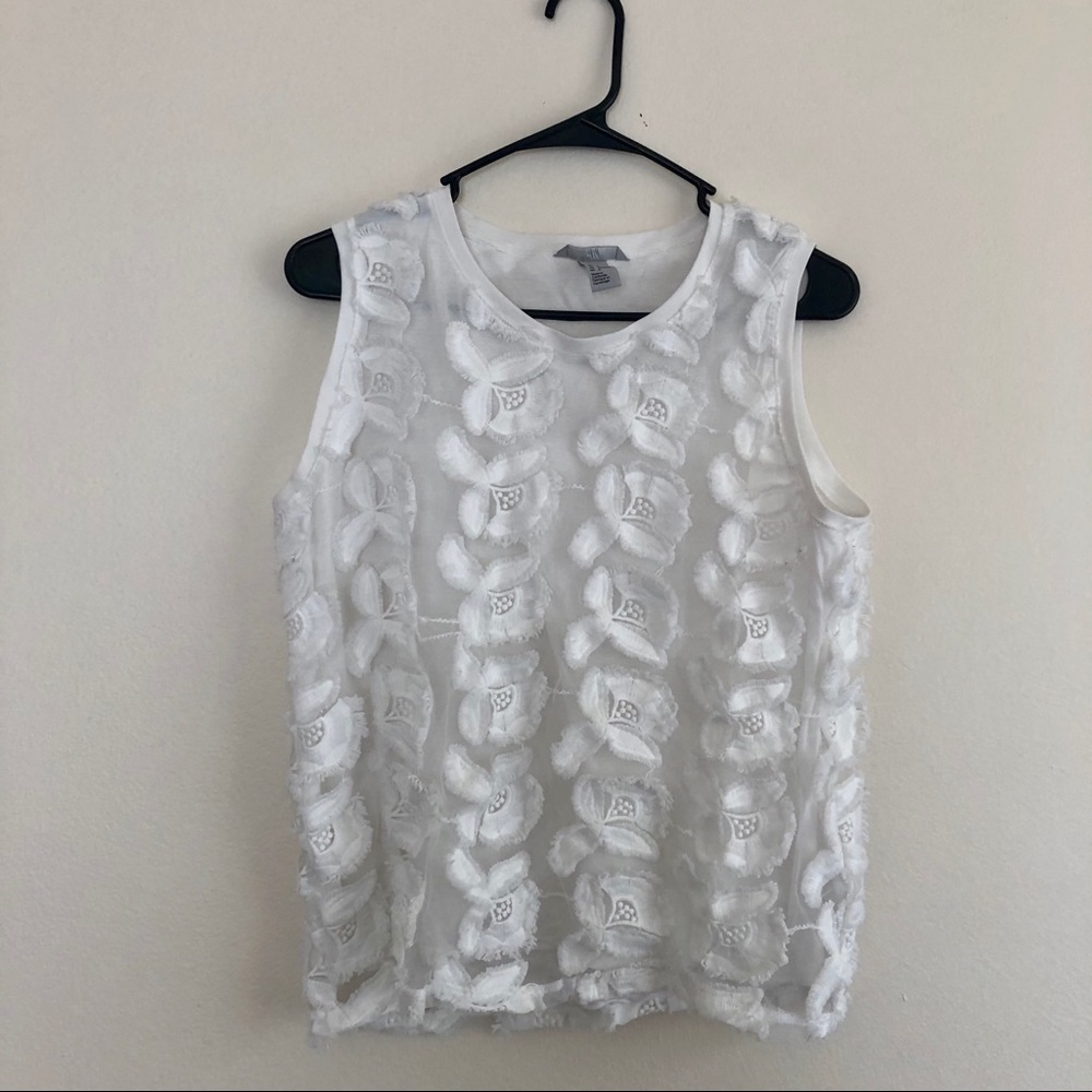 Floral Semi-Sheer Overlay Sleeveless Blouse